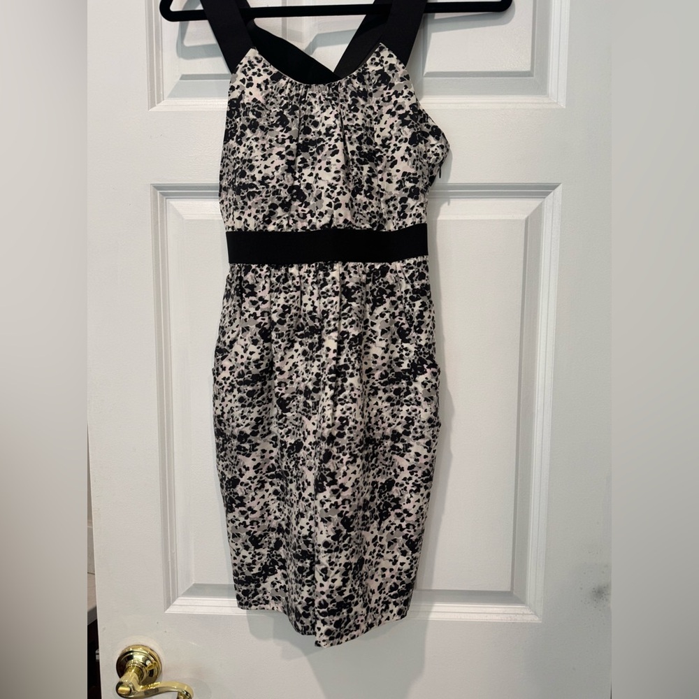 Theory Black, White and Pink Animal Pattern Dress
